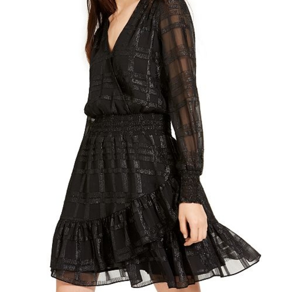 Michael kors shiny plaid smocked dress Clearance